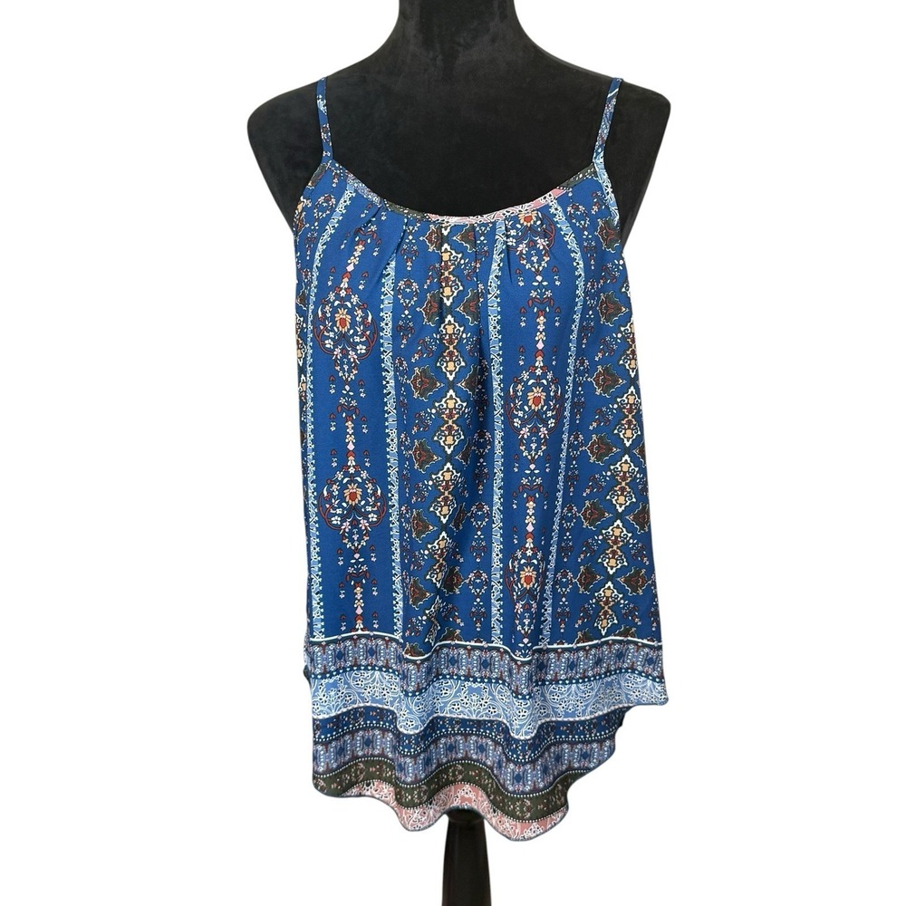Verse Blue Galia Cami Tank Top Size Large Boho Chic Festival Office Casual